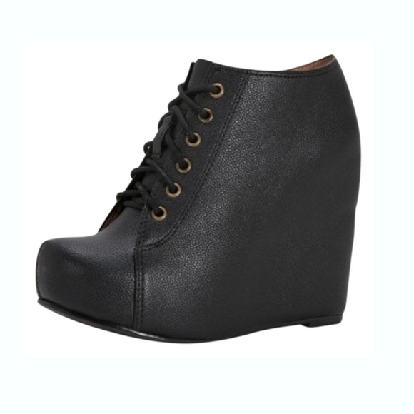 Jeffrey Campbell 99 Tie Black Wedge Boots 10M - Picture 6 of 7
